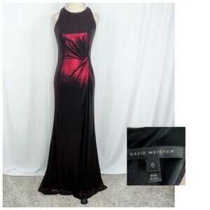 David Meister Gown 4 Small Formal Red Metallic